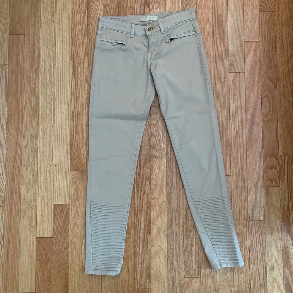 Zara Basic Beige Military Style Skinny Jeans